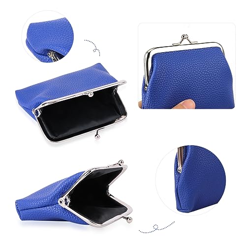 Oyachic 4Pcs Small PU Leather Coin Purse Grain Vintage Kiss lock Change Pouch Wallet with Clasp Car Card Holder Clutch Cash Bag for Woman Men - Image 2