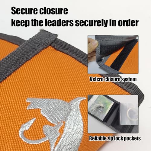 Aventik High Grade10 Pockets Fly Fishing Leader Tippet Line Wallet Leader Case Tippet Storage Fly Fishing Great for Pre-Tied Carp and Catfish Rigs（Orange - Image 3