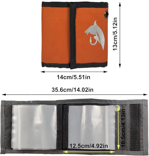 Aventik High Grade10 Pockets Fly Fishing Leader Tippet Line Wallet Leader Case Tippet Storage Fly Fishing Great for Pre-Tied Carp and Catfish Rigs（Orange - Image 2