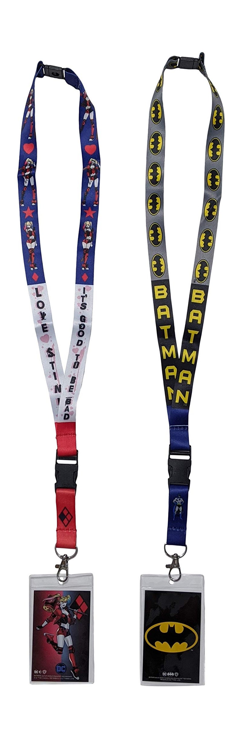 Bioworld Ata-Boy DC Comics Batman and Harley Quinn ID Badge Holder Lanyard 2pk Bundle - Image 1