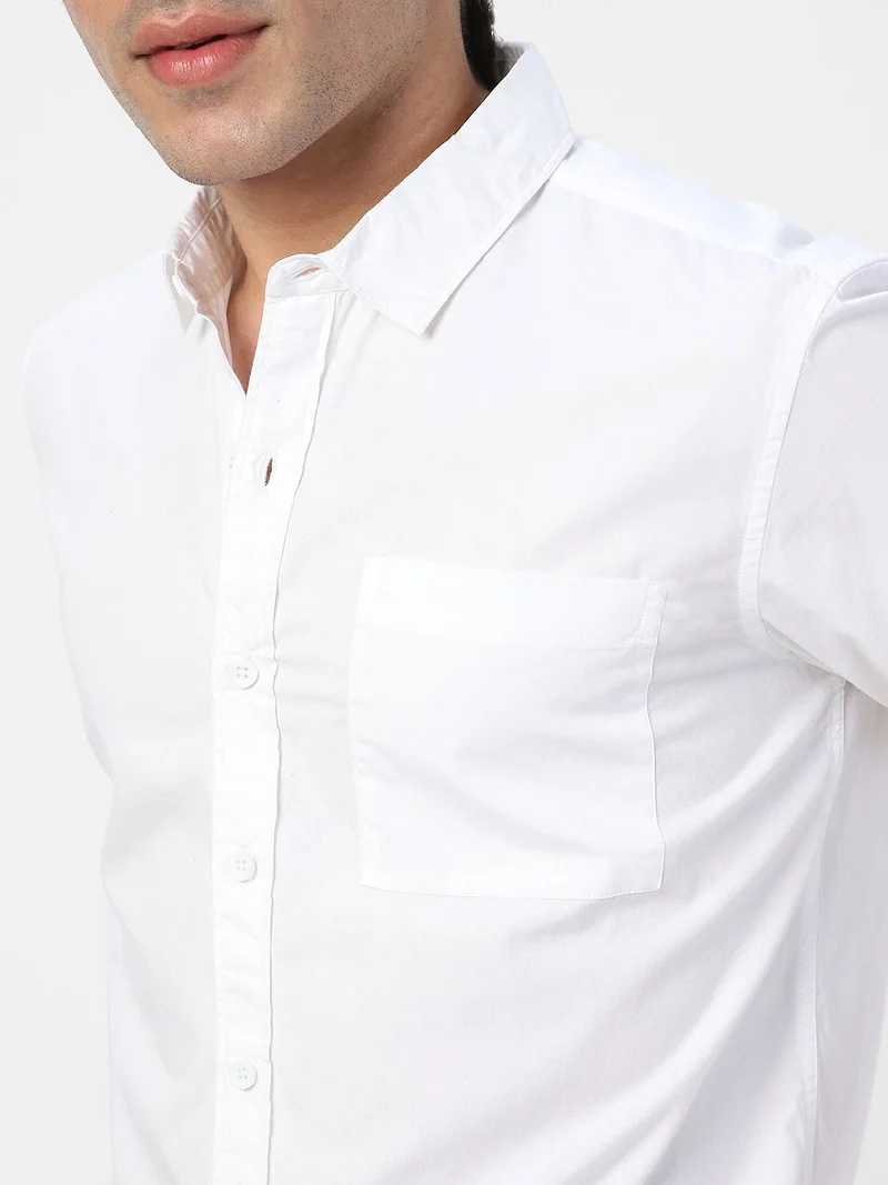 Urbano Fashion  Urbano Fashion Men's White Cotton Full Sleeve Regular Fit Casual Solid Shirt for Men | Best Price UAE