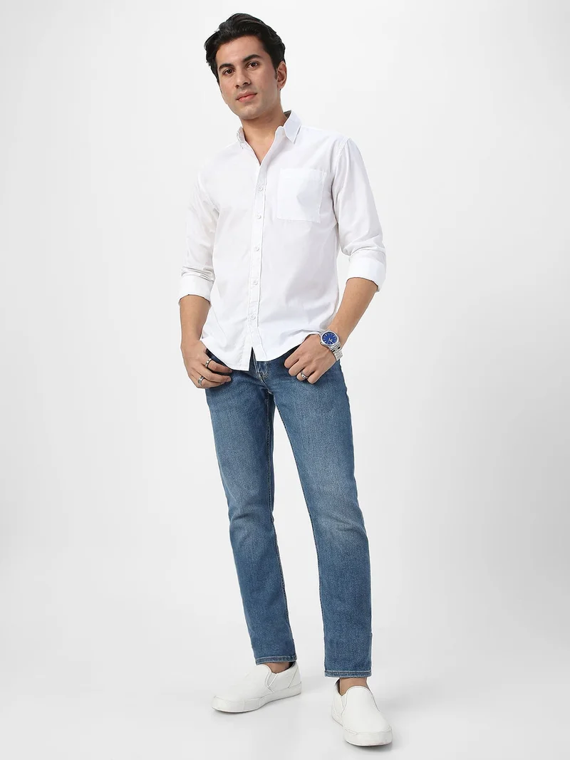 Urbano Fashion  Urbano Fashion Men's White Cotton Full Sleeve Regular Fit Casual Solid Shirt for Men | Best Price UAE
