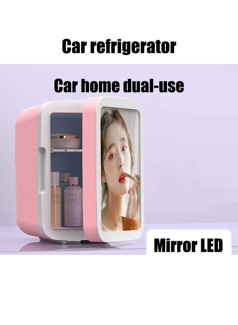 Generic 4L Mini Fridge with mirror, Portable Cooler Fridge for Car, Office, Bedroom, Compact Car Refrigerators for Food, Drinks, Travel or Cool Small Makeup Fridge for Cosmetics, Skin Care and Food  - Image 1
