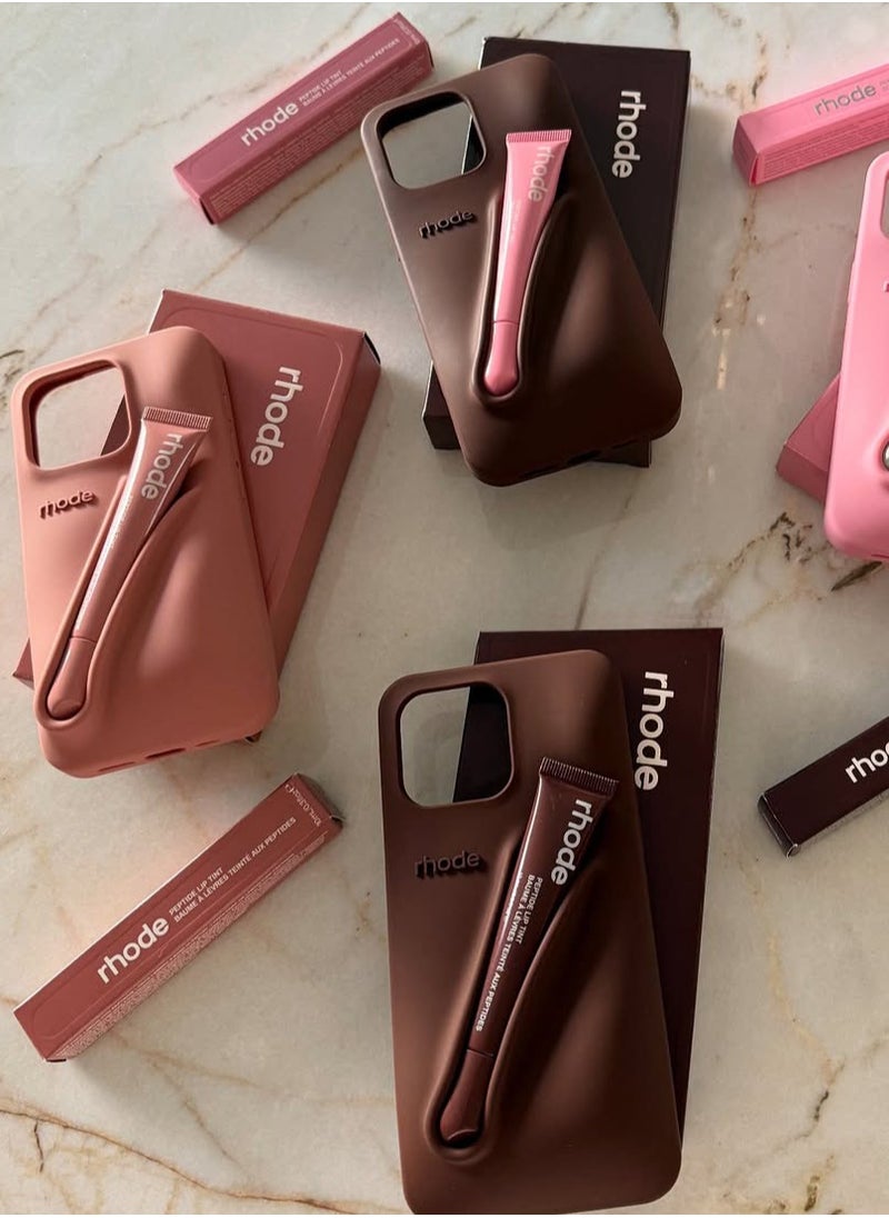rhode - Phone Case with Peptide Salty Tan Lip Tint, Protective Mobile Cover for iPhone 15-16 Pro & Pro Max with Lip Gloss Holder for Stylish Touch-Ups On the Go - Image 1