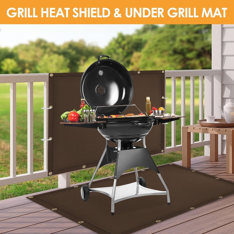 Amerbro Fireproof Heat Shield for Wall Behind Grill Protect Deck Fence from Grill Heat, Heat Shield Grill Mat for Outdoor Grill, Stove Wall Protector Fridge, Grill Mat Accessories for Blackstone, 3'x4', Brown - Image 4