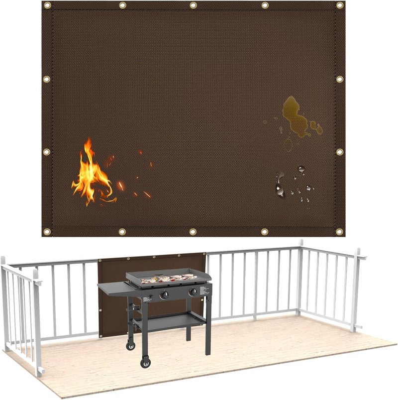 Amerbro Fireproof Heat Shield for Wall Behind Grill Protect Deck Fence from Grill Heat, Heat Shield Grill Mat for Outdoor Grill, Stove Wall Protector Fridge, Grill Mat Accessories for Blackstone, 3'x4', Brown - Image 1