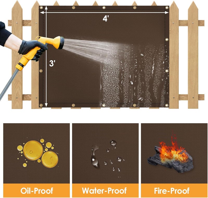 Amerbro Fireproof Heat Shield for Wall Behind Grill Protect Deck Fence from Grill Heat, Heat Shield Grill Mat for Outdoor Grill, Stove Wall Protector Fridge, Grill Mat Accessories for Blackstone, 3'x4', Brown - Image 5