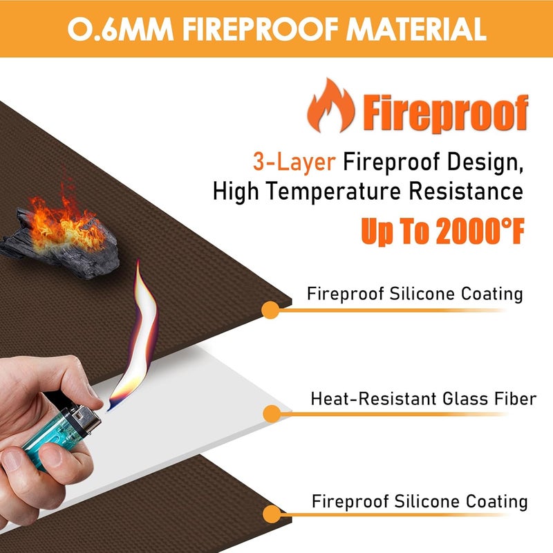 Amerbro Fireproof Heat Shield for Wall Behind Grill Protect Deck Fence from Grill Heat, Heat Shield Grill Mat for Outdoor Grill, Stove Wall Protector Fridge, Grill Mat Accessories for Blackstone, 3'x4', Brown - Image 2