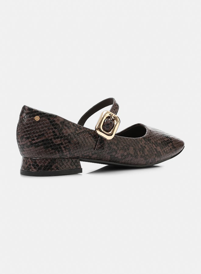 Dejavu Shoes HOT-DVTX-009 Mary Jane Heeled Ballerina With Snake Textile Texture For Women - Image 3