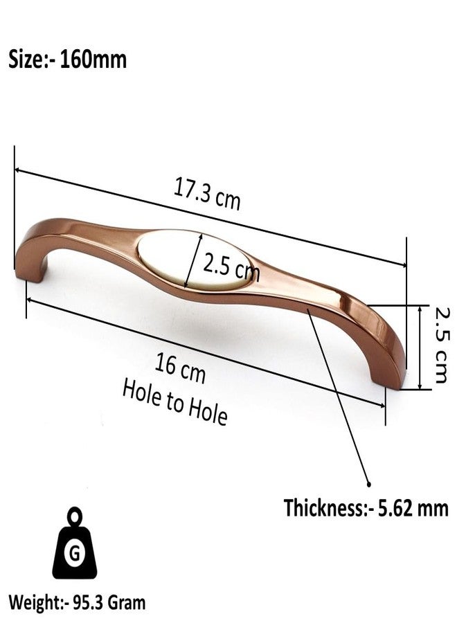 RAB Handle Zinc-Korean Solid Surface, for Door, Window, Drawer/Cabinet/Wardrobe, Kitchen and Office, Furniture Handle (Code:- Hand 303, Finish:- Rose Gold-White, Size:- 160mm, Pack of 1 PCS) - Image 2