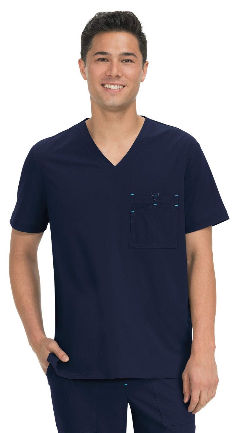 KOI Basics Bryan Men's 1-Pocket Tuck-in Scrub Top Navy Medium