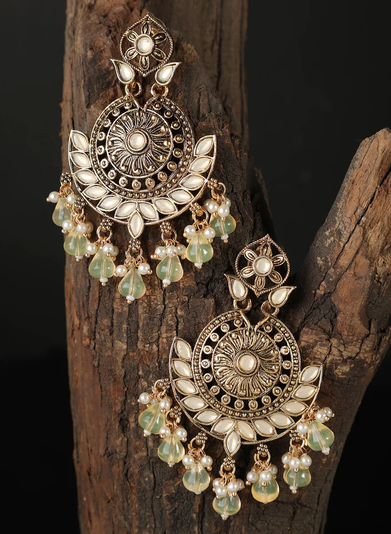 ISHIN  Gold-Toned Chandbalis Earrings for Women | Best Price UAE