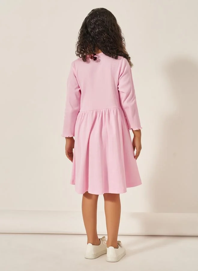 Styli Pink Long-Sleeve Dress
