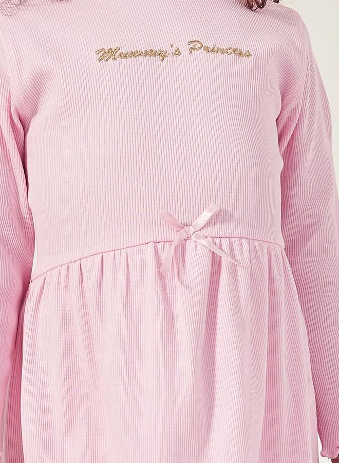 Styli Pink Long-Sleeve Dress