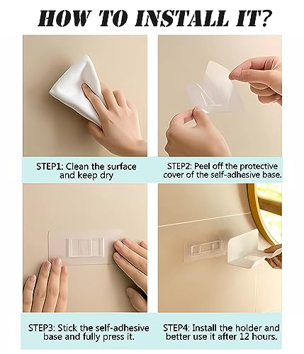 SUPTEC Universal Hair Dryer Holder, Self Adhesive Wall Mount Stand for Most Brand/Size Hair Blow Dryer Hair Dryer Organizer Rack with Plug&Wire Hook for Bathroom - Image 5