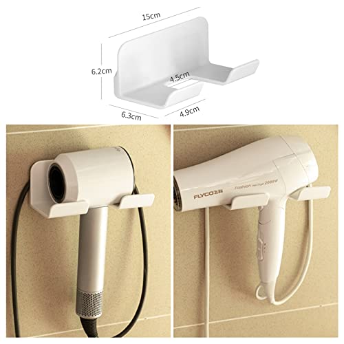SUPTEC Universal Hair Dryer Holder, Self Adhesive Wall Mount Stand for Most Brand/Size Hair Blow Dryer Hair Dryer Organizer Rack with Plug&Wire Hook for Bathroom - Image 4