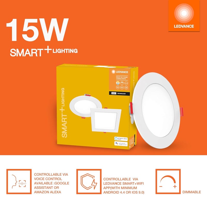 LEDVANCE LEDVANCE Smart WiFi 15W LED Round Panel Tunable White Dimmable PreSet Modes Aluminium Body Compatible with Alexa and Google Assistant Suitable for Indoor use Pack of 2 - Image 3