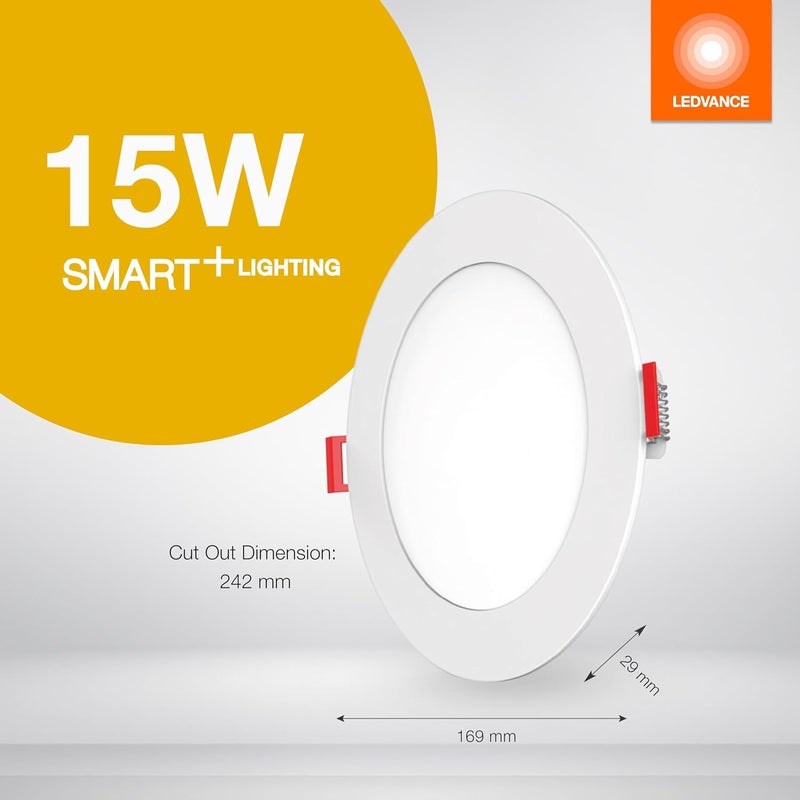 LEDVANCE LEDVANCE Smart WiFi 15W LED Round Panel Tunable White Dimmable PreSet Modes Aluminium Body Compatible with Alexa and Google Assistant Suitable for Indoor use Pack of 2 - Image 2