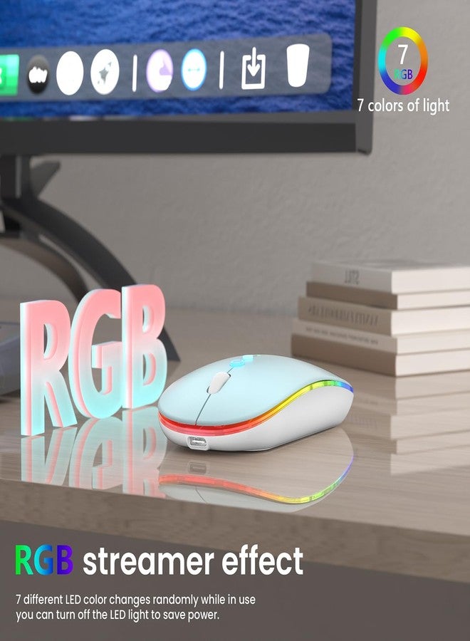 Halpilt LED Wireless Mouse A100S Rechargeable Portable Silent Mouse with Optional USB and Type-C Receiver 3-Speed Adjustable DPI for PC/Mac/Laptop (Frosted Blue) - Image 2