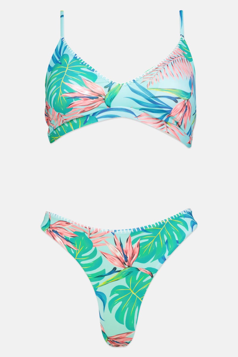 Hurley Women Two Piece Floral Print Bikini Top And Bottom Swimsuit, Multicolor - Image 3