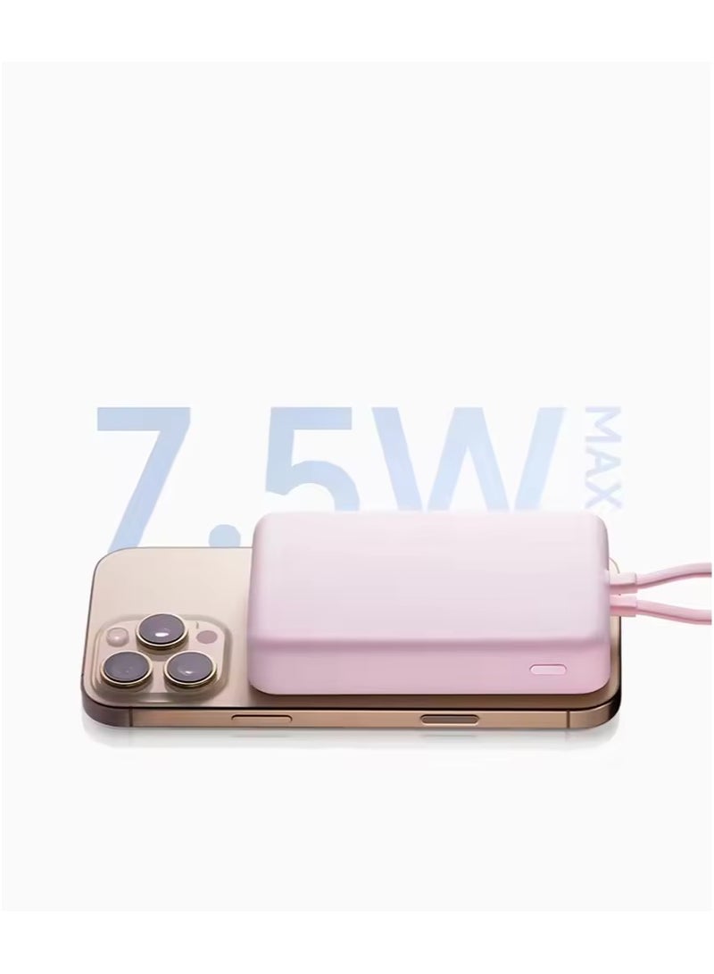 Xiaomi 10000 mAh Magnetic Wireless Power Bank Built-in Cable 33W USB-C 7.5W Qi Wireless Charging For iPhone 16 15 Xiaomi 15 14 - Pink - Image 2