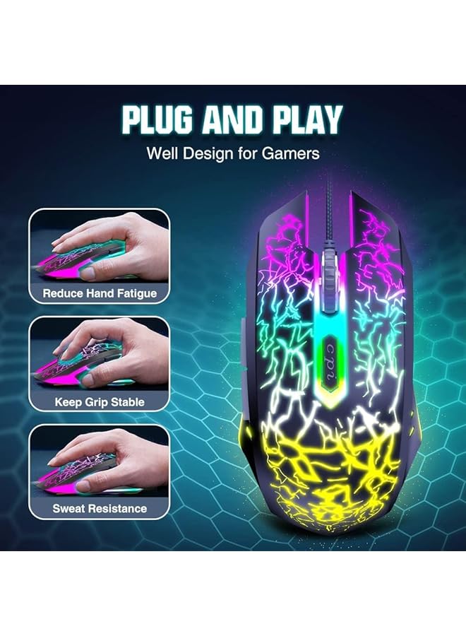 Bluejw Gaming Mouse Wired Ergonomic Gamer Laptop Pc Optical Computer Mice With Rgb Backlit 4 Adjustable Dpi Up To 3600 6 Programmable Buttons For Windows 7/8/10/Xp Vista Linux (Black)  - Image 5
