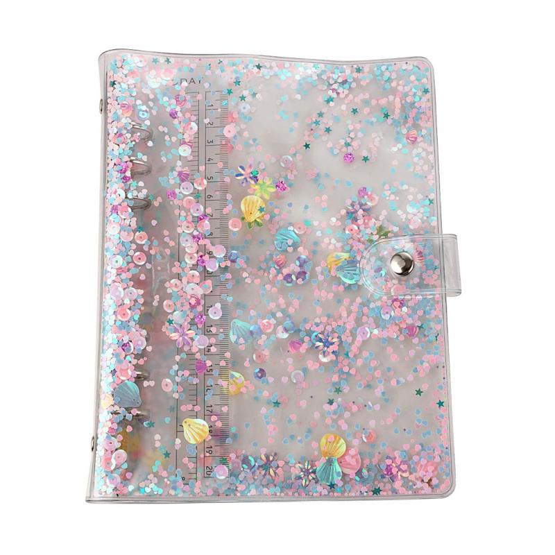 A5 6-Ring Binder: PVC Glitter Refillable Loose Leaf Cover - Sparkly Reusable Shell for Daily Planning & Note Taking - Image 1