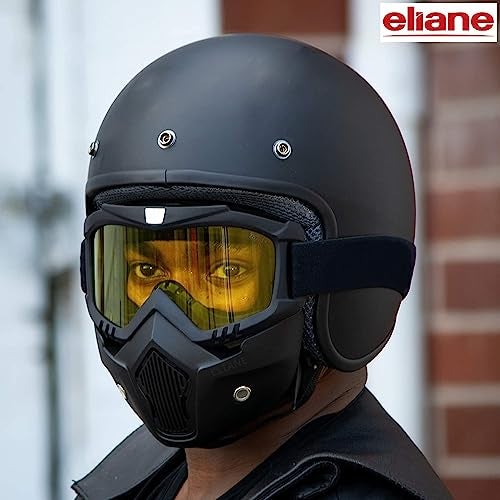 Eliane Goggle Mask Anti Scratch UV Protective Face & Eyewear Windproof Dirt Shield with Soft Foam Padded Detachable Mouth Filter for Cycling Bike Off Road Racing Ride Unisex (Yellow Visor) - Image 2