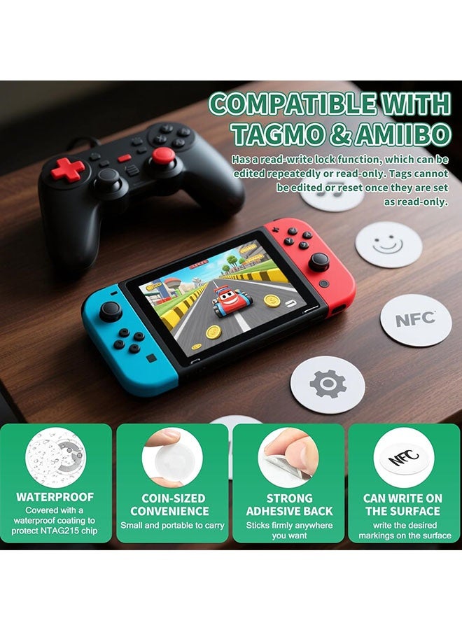 دبليو أف أف أو 30 قطعة ملصقات NFC - ملصقات NTAG215 NFC - ملصق NFC دائري - ملصق ذاتي اللصق - ملصقات RFID بحجم 1 بوصة - بطاقات NFC فارغة متوافقة مع جميع الهواتف الذكية المزودة بتقنية NFC - Image 4