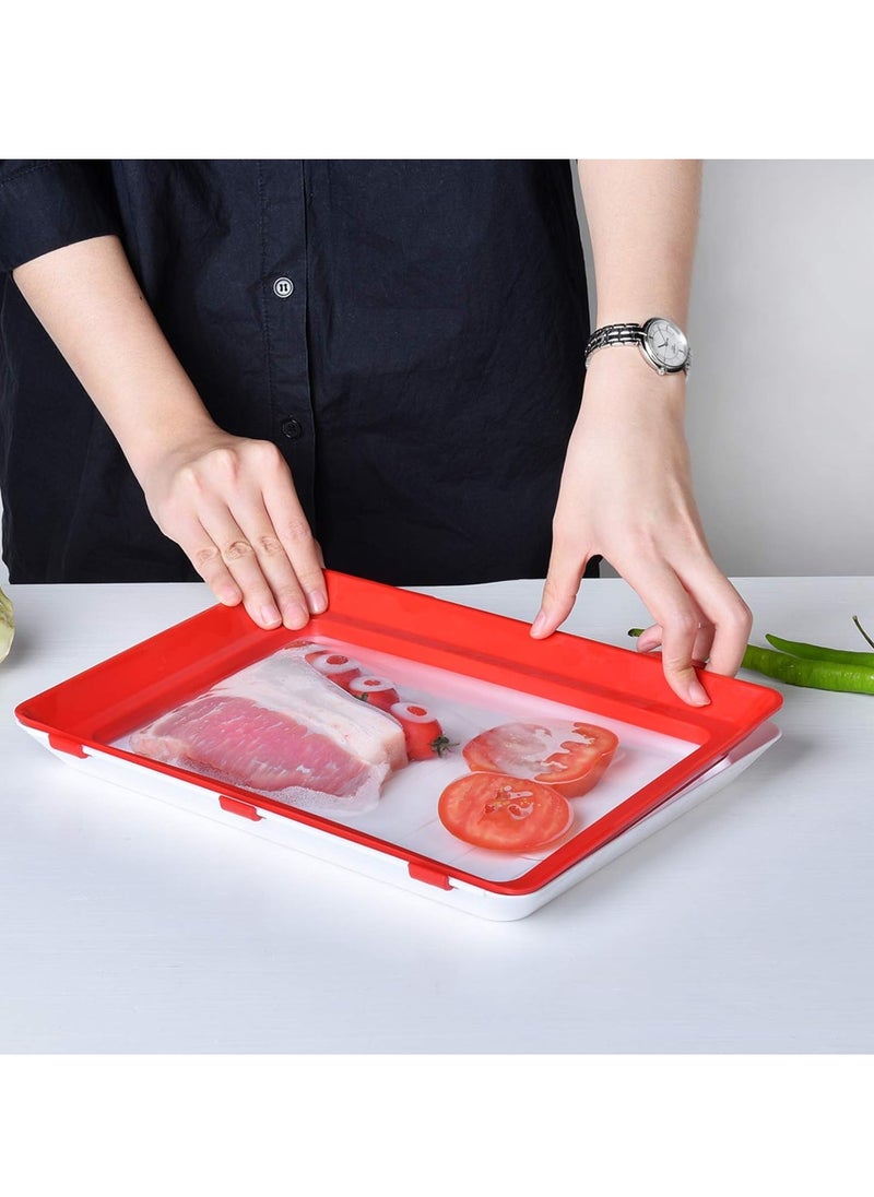 Reko - Food Tray Zero Waste Food Storage Containers Flat Reusable Freezer Food Preservation Tray Space Food Savers, Keeper Freezer Meal Trays - Multicolor - Image 1
