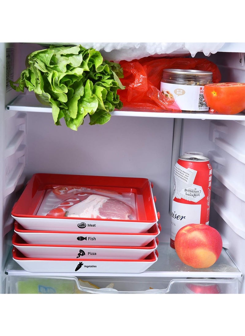 Reko - Food Tray Zero Waste Food Storage Containers Flat Reusable Freezer Food Preservation Tray Space Food Savers, Keeper Freezer Meal Trays - Multicolor - Image 1