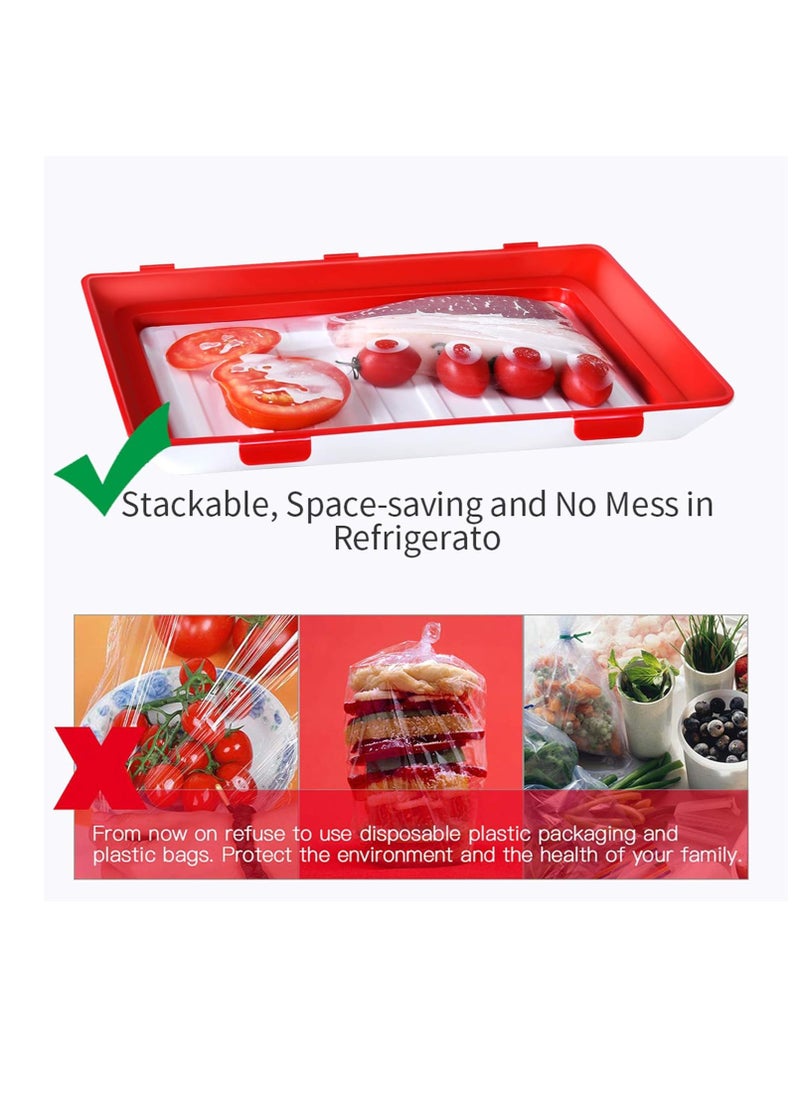 Reko - Food Tray Zero Waste Food Storage Containers Flat Reusable Freezer Food Preservation Tray Space Food Savers, Keeper Freezer Meal Trays - Multicolor - Image 1