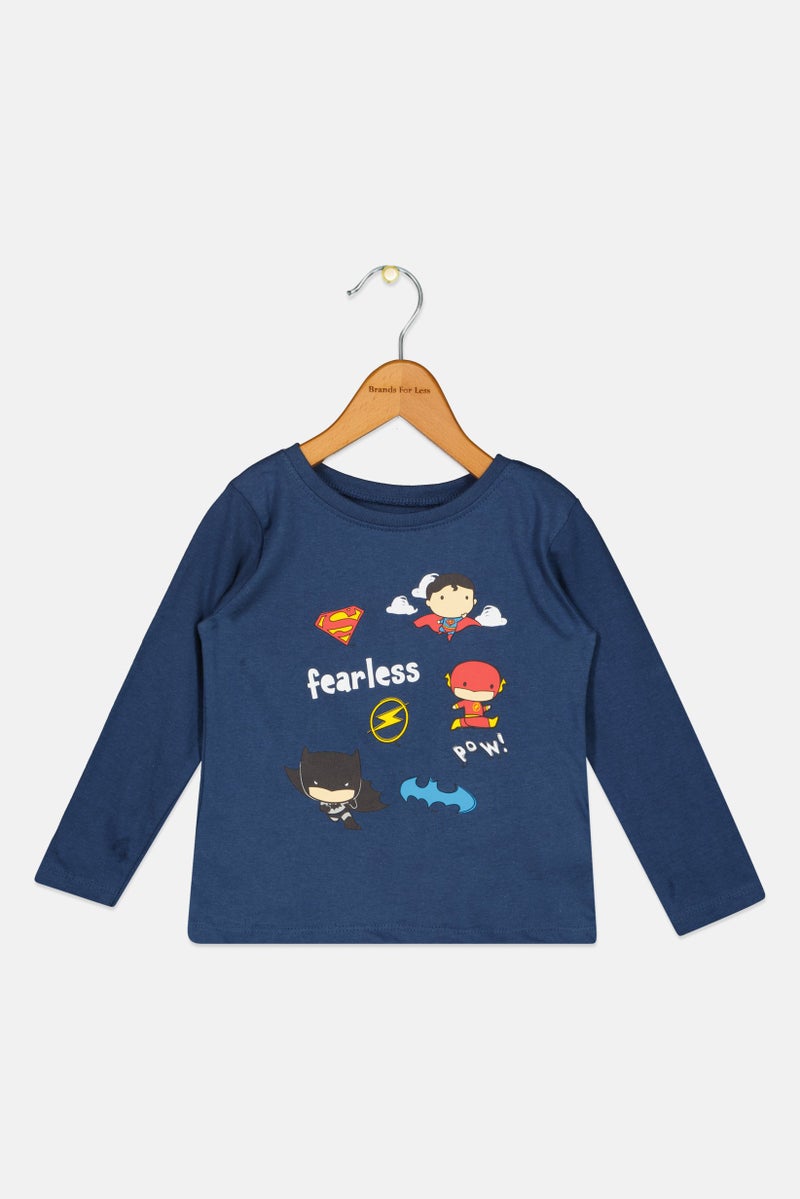 Sinsay Fox And Bunny By Sinsay Toddlers Boy Justice League Long Sleeves Top, Navy - Image 1