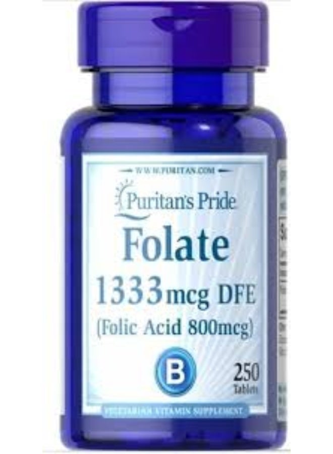 بوريتانز برايد أقراص حمض الفوليك 800 ميكروغرام من Puritan's Pride، 1333 ميكروغرام، 250 قرصًا - Image 2