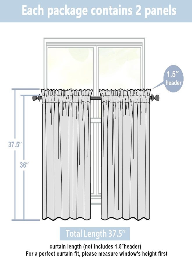 Lecloud Natural Kitchen Curtains 36 Inch Length 2 Pcs, Airy Privacy Light Filtering Short Tiers, Soft Modern Window Drapes for Cafe Bathroom Cabinet RV Camper Basement, Each Panel 30" W x 36" L - Image 3