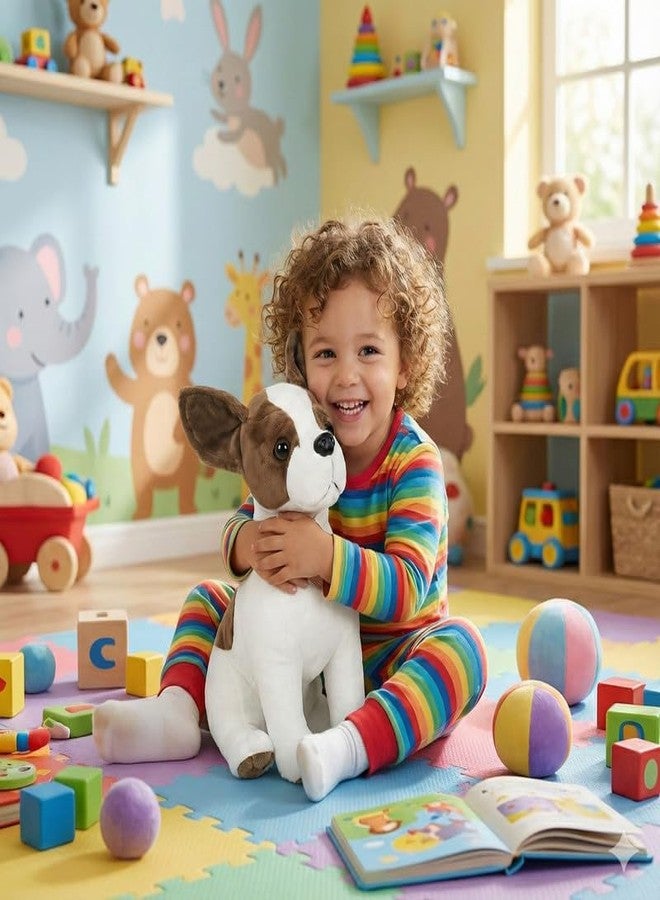 STRIDERS لعبة كلب ستريدرز القطيفة الناعمة للأطفال، جرو محشو لطيف، هدية رائعة للعناق والحب للبنات والأولاد، هدية عيد ميلاد (كلب أبيض وبيج) - Image 5