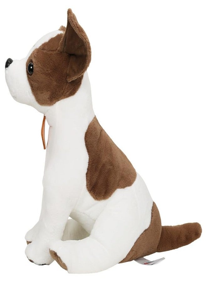 STRIDERS لعبة كلب ستريدرز القطيفة الناعمة للأطفال، جرو محشو لطيف، هدية رائعة للعناق والحب للبنات والأولاد، هدية عيد ميلاد (كلب أبيض وبيج) - Image 3