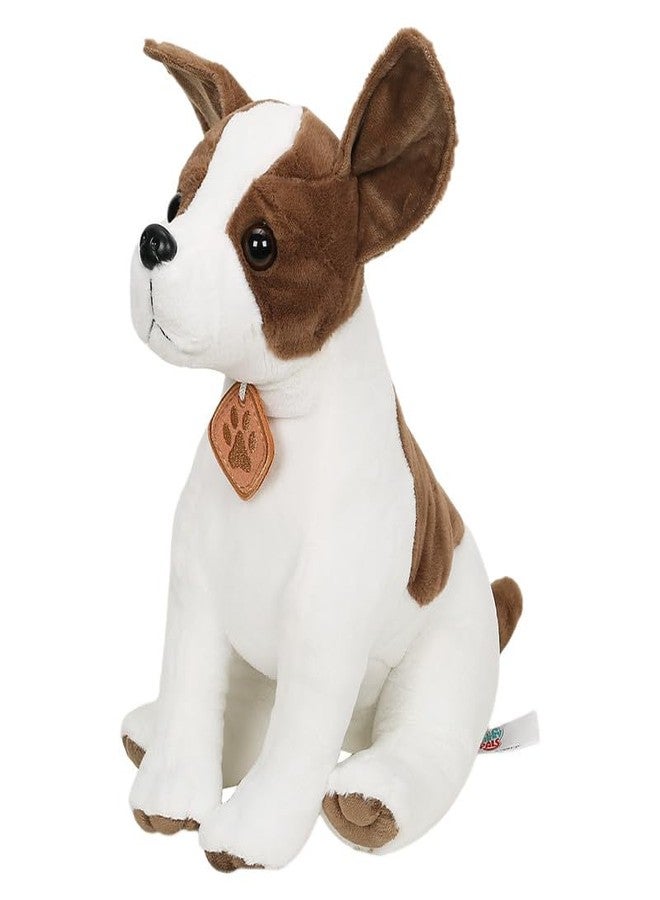 STRIDERS لعبة كلب ستريدرز القطيفة الناعمة للأطفال، جرو محشو لطيف، هدية رائعة للعناق والحب للبنات والأولاد، هدية عيد ميلاد (كلب أبيض وبيج) - Image 2