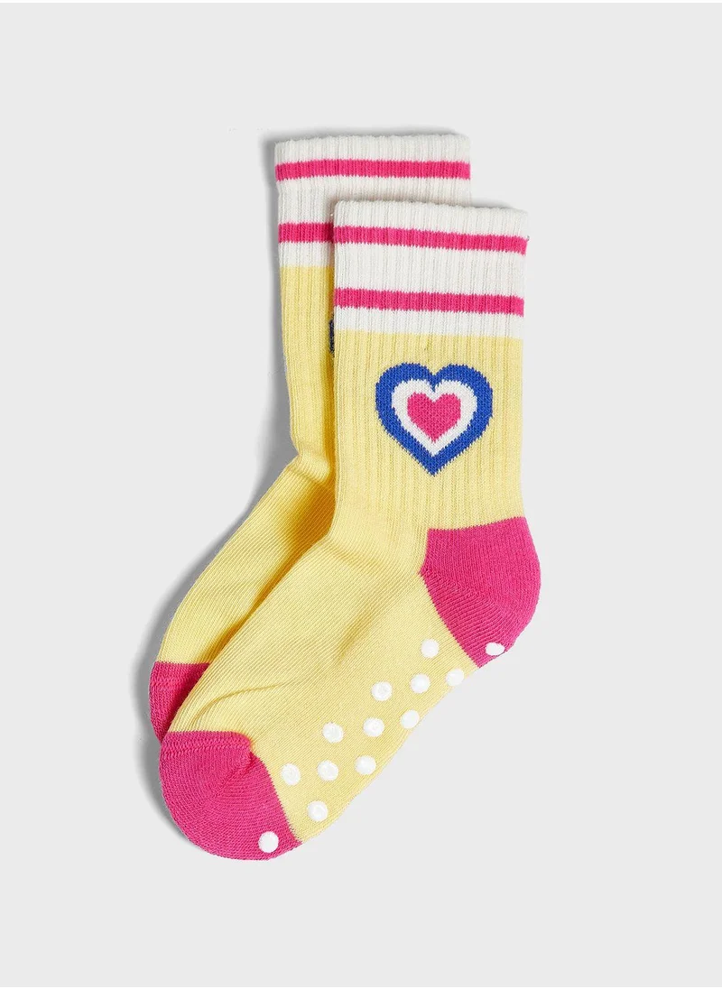 Happy Socks Kids Heart Rib Crew Socks