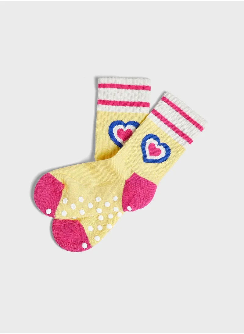 Happy Socks Kids Heart Rib Crew Socks