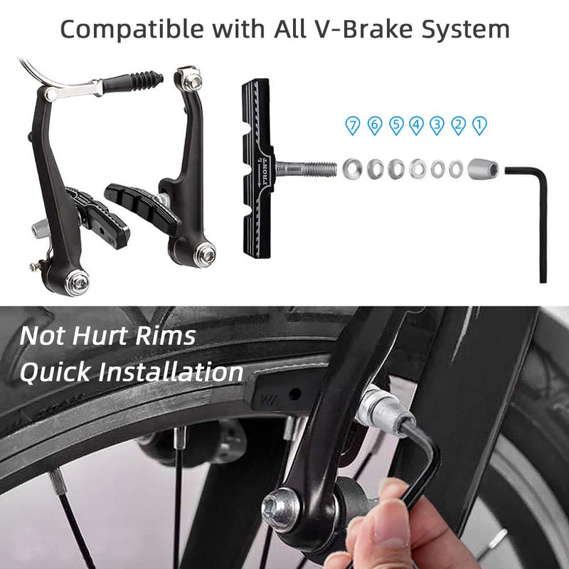 Hapleby 4PCS Premium Bike Brake Pads, Professional Mountain Bicycle V-Brake Pads, Bike Brake Blocks Kit, for Free Hex Wrench - Image 4