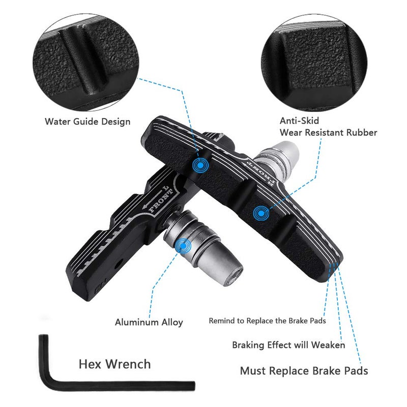 Hapleby 4PCS Premium Bike Brake Pads, Professional Mountain Bicycle V-Brake Pads, Bike Brake Blocks Kit, for Free Hex Wrench - Image 3