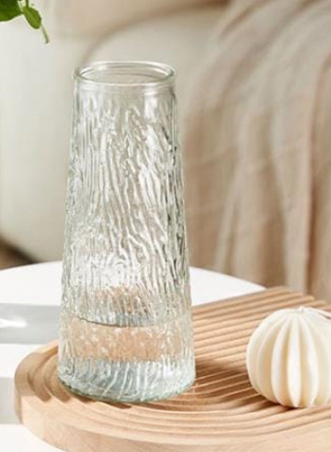 سويس كانتون مزهرية زجاجية فاخرة بتصميم نمط جليدي مدبب صغير – ارتفاع 20 سم وقطر 10 سم، مثالية لتنسيقات الزهور أو كقطعة ديكور منفردة، تعكس الضوء بأسلوب راقٍ، مناسبة للمنزل والمكتب - Image 3