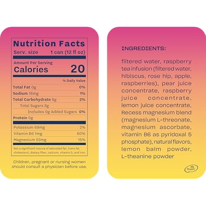 Recess Mood Magnesium & Adaptogen Drink, Calming Relaxation Beverage, 12 Ounce (Raspberry Lemon, 12 Pack) - Image 2