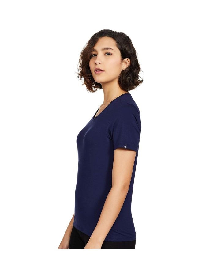 JOCKEY - Jockey 1359 Women Super Combed Cotton Elastane Stretch Regular Fit Solid V Neck Half Sleeve T Shirt - Image 1