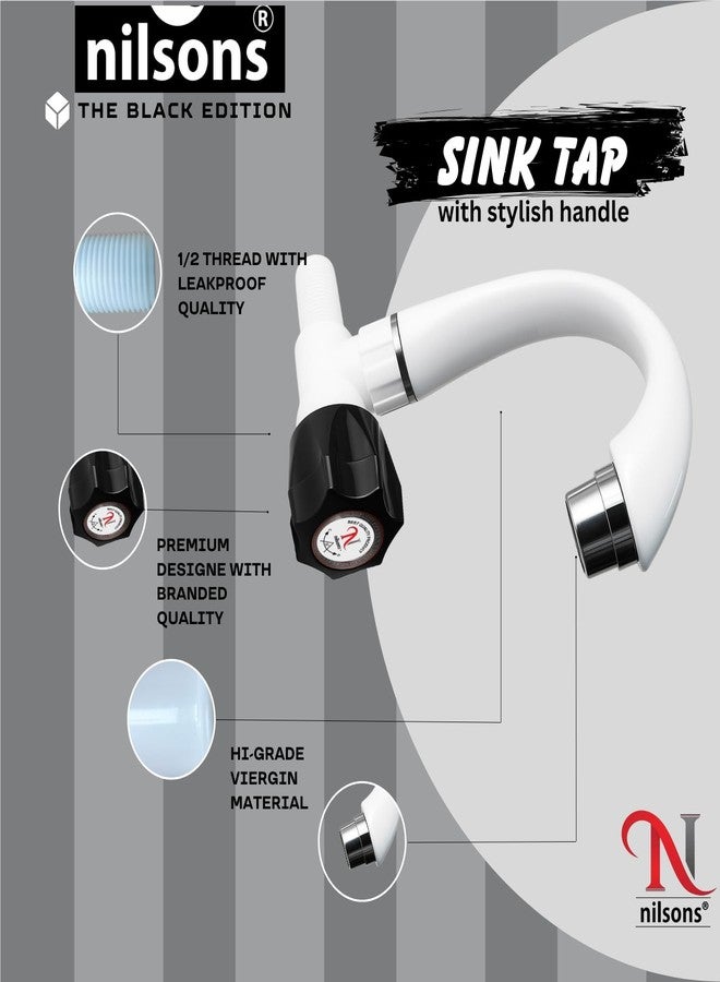 Nilsons PVC Sink Cock Water Tap | Swan Neck Table Mounted Faucet for Kitchen & Wash Basin | Leak-Proof Plastic Body (Pack of 1) - Image 2