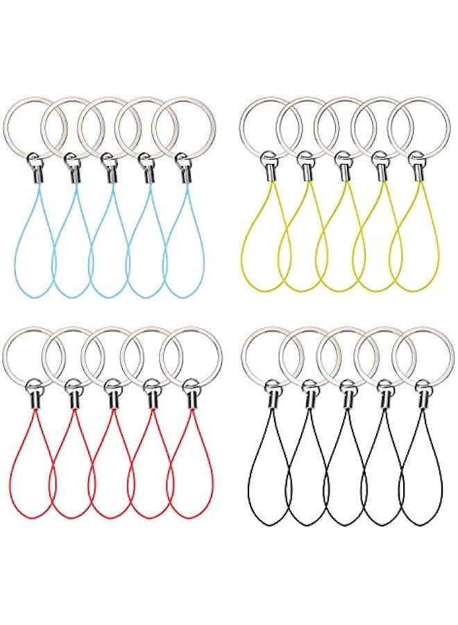 20 Pieces Nylon Flash Drive Lanyard Keyrings with Color Strap for ID Card USB ID Card MP3 Player Keys Cellphone Keychain, 4 Colors  - Image 1