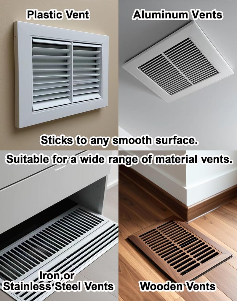 A ANYSSI 4 Pack PET Vent Covers with Nano Adhesive 55 X 12 for Floor Wall Ceiling Vents and Air Registers for RV Home Office AC Vents NonMagnetic Fits on Plastic Wood Iron Aluminum Vent Covers - Image 3