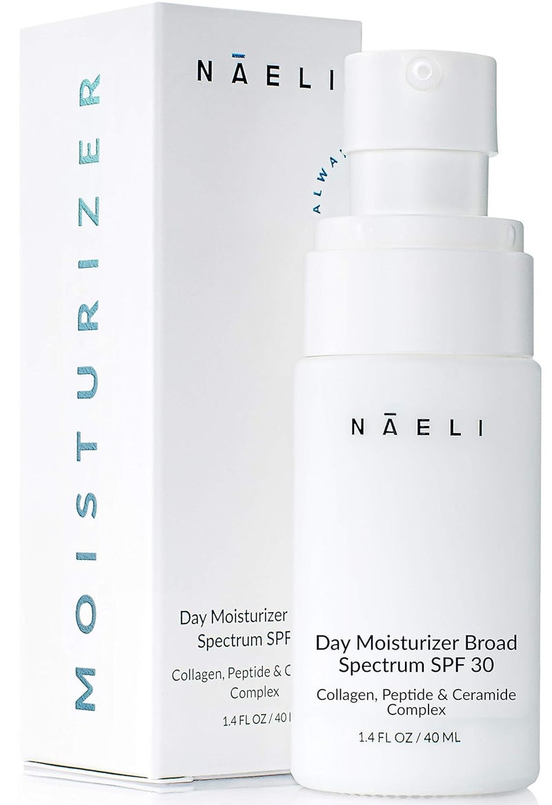 NAELI Face Moisturizer with SPF 30 Anti Aging Collagen  Peptide Cream Reduces Wrinkles  Lightweight Skin Hydration with Hyaluronic Acid Paraben Free  NonComedogenic Sunscreen 14 oz