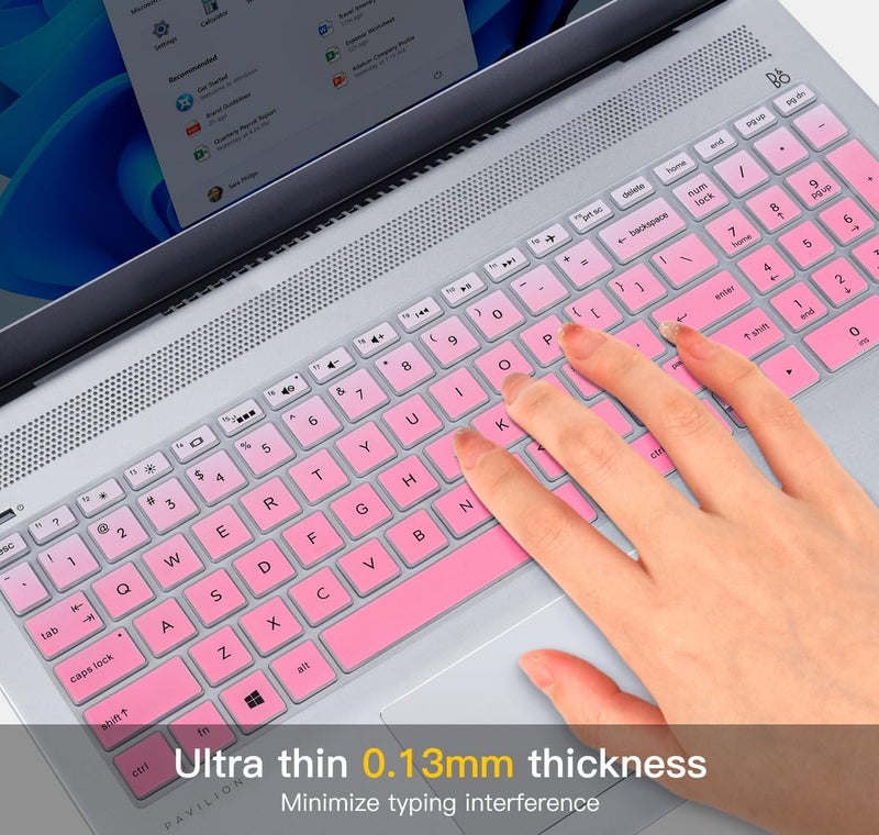 imComor Keyboard Cover for HP Laptop 15-db 15-dw 15-dy 15-da 15-bs/bw 15-ef 15t 15z 15.6" Model 15-db0011dx 15-dy1043dx/dy1051wm 15-dw0037wm/dw1083wm 15-ef1001ds, HP 17-by/bs/ca 17.3 Keyboard Skin, Ombre Pink - Image 5